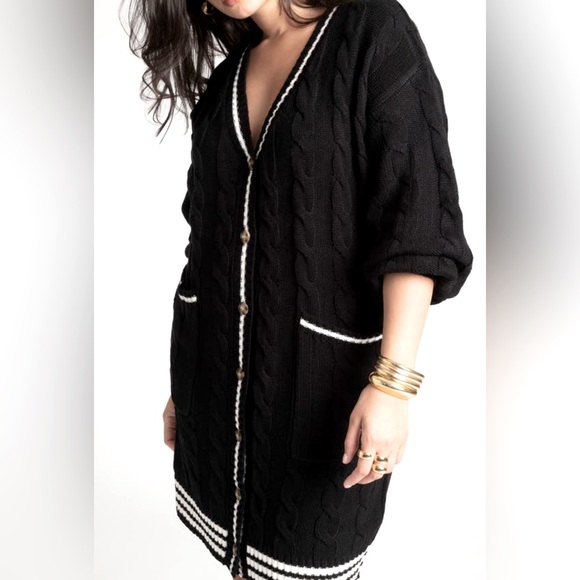 NWOT. ELOQUII
Stripe Long Sleeve Cardigan Sweater Dress - Picture 1 of 3